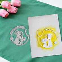 创意猫狗模具，DIY剪贴簿相册和压花模板，贺卡制作工具，卡片纸切割工艺品，礼品卡制作模板模切。 - 銀色 - 查看 8