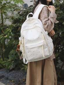 Stylish Backpack For High School Girls, Fresh & Sweet, Large Capacity Travel Backpack, Minimalist Design - Multicolor - View 1