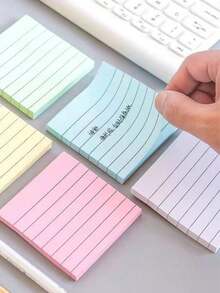 50/100/200sheets Line Sticky Notes 4 Colors Portable Student Note Marker Writing Sticky Notes, Self-Adhesive Easy To Apply Notepad Office, Home, School Big And Small Two Styles, Office Small Helper,School Supplies,Back To School - Multicolor - View 1
