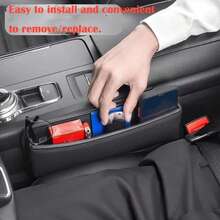 Car Seat Gap Filler, Leather Car Seat Storage Box With Cup Holder, Adjustable Seat Gap Organizer. Before Purchasing, Please Measure The Gap Between Your Car's Glove Box And The Space Between The Front And Rear Seats. For A Perfect Fit, The Gap Should Be Less Than Or Equal To 3 Cm. - A - View 4