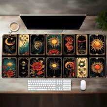 1 Peça Grande Mousepad para Teclado Gamer, Tapete de Teclado para Laptop, Tapete de Mesa - Design Temático Boêmio da Noite e Fases da Lua; - Com Bordas Costuradas com Precisão e Base de Borracha Antiderrapante, Disponível em Vários Tamanhos: 15,7*35,4 Polegadas (40*90 Cm). - Fácil de Limpar e Lavar, Ideal para Casa, Escritório, Local de Trabalho, Sala de Jogos e Dormitórios; Perfeito para Suprimentos de Volta às Aulas, Presentes de Férias para Namorados e Namoradas, Acessórios de Mesa, Suprimentos de Escritório, Tapetes de Mesa e Mousepad. Cena Noturna Abstrata, Lua Cheia e - C - Visão 8