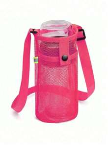 1个水瓶和手机网袋 - 通用保护套，适用于斜角户外奶茶壶，完美适用于海滩、便携、户外、运动、徒步旅行、登山、露营和美式橄榄球比赛观众！（仅包含杯架） - 彩色 - 查看 6