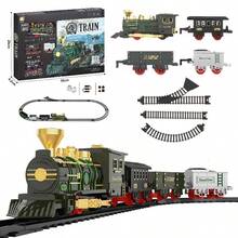 2026 Electric Train, Classic Train Toy With Smoke, Lights And Sounds, Train Track Set, Toddler Model Train Suitable For Children Toys Gifts, New Year Birthday Holiday Gifts (Batteries Not Included) - Color - View 2