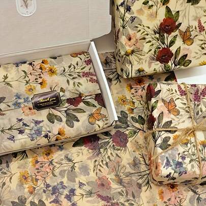 20 Sheets Vintage Rose Floral Tissue Paper - Lightweight Moisture-Resistant, 50*35cm, Gift Wrapping Tissue Paper With Butterflies And Daisies - Elegant Botanical Design, Flower Wrapping Paper For Birthdays, Christmas, Mother's Day, Valentine's Day