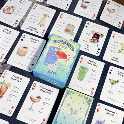 54pcs Cocktail Recipe Cards With Acrylic Storage Box - Unique Drink Making Guide Cards, Suitable For Home Bar Game Nights & Parties - Great To Share With Family And Friends