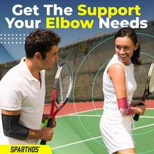 Sparthos Elbow Compression Sleeves (Pair) – Tennis And Golfer's Elbow Support – Elbow Brace For Men And Women – Made From Innovative Breathable Elastic Blend - 沙漠米色 - 查看 11