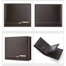 1pc Men's Short Wallet, High-End PU Leather, Litchi Grain Zipper Card Holder Coin Purse, Men's Business Wallet, Valentine's Day Gift, Father's Day Gift - Coffee Brown - View 1