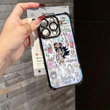 かわいい失うきイラストの女のサブフォン 17、16e、16、15、14、13、12、11、Pro X XR XSMAX 8、Plus - 耐衝撃性の透明なソフトバックカバー、ハロウィン電話、クールな電話、電話ケース、ハロウィン電話、かわいい電話、軽量カバー、プリントデザイン、アニメファンクリスマスフォール電話ケース電話 17 ハロウィンアクセサリー - ブラック - チェックする 6
