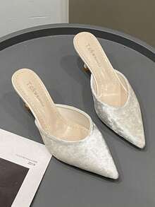 2-3厘米尖头高跟拖鞋，适合春季穿着 - 米色 - 查看 6