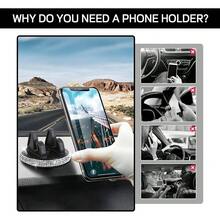 1个闪亮车载手机支架，360°可调节钻石造型车载仪表盘手机支架，通用智能手机支架 - A - 查看 4