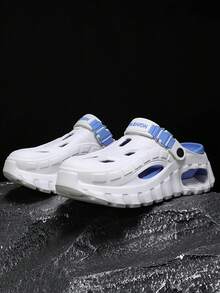 Men's Thick Sole Elevated Non-Slip Durable Low-Top Round Toe Backstrap Dual-Use Comfortable Slip-On Sandals, Summer 2026 New EVA One-Piece Breathable Hollow Bathroom Slippers - White Orchid - View 3