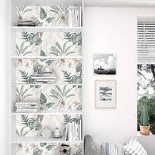 1卷龟壳竹子图案自粘墙纸，防水防污，适用于客厅、厨房、卧室、宿舍等场所，装饰性贴纸，易于安装和移除，尺寸为17.7英寸 x 39.3英寸 / 118.1英寸 / 196.8英寸。 - 綠色 - 查看 7