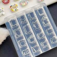 1pc Cute Nail Art Mold, Cartoon Hat, Bow, Frame DIY 3D Decor Transparent Silicone Mold - Clear - View 13