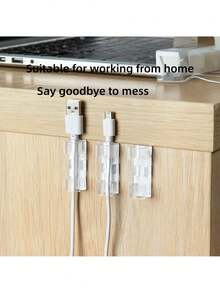 10pcs Hole-Less Cable Clips, Fastener Connectors - Clear - View 6