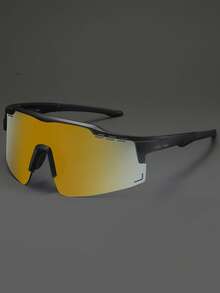 1pc Oversized Gradient Color Unisex Sports Eyeglasses, Suitable For Road Cycling, Driving, Beach, Soccer, Daily Wear, Multi-Functional Fashion Glasses