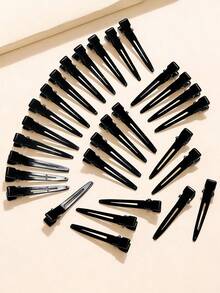 35pcs/15pcs/5pcs Women Simple Fashion Cute Casual Street Y2K Style 4.5cm/1.77in Alloy Black Hollow Hair Clips, Suitable For Women Daily Makeup Salon Styling Use Clamps Hair Clips Alligator Hair Clips, Claw Clips, Hair Slide, Hair Barrettes - Black - View 2