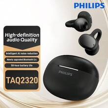 Auriculares inalámbricos Bluetooth Philips con clip, sonido de alta calidad, ideales para correr, batería de larga duración, modelo TAQ2020 - Negro - Ver 1