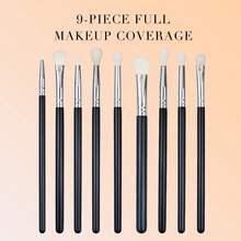 9支装100%山羊毛高光刷眼影晕染刷轮廓高光塑形化妆刷锥形美妆工具，粉底刷，遮瑕刷，腮红刷，修容刷，腮红刷，古铜粉刷，散粉刷，粉底刷，腮红刷 - 彩色 - 查看 13