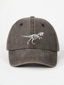1pc Toddler/Little Boys' Distressed Washed Children's Baseball Cap With Embroidered Dinosaur Design, Bone Shaped Brim, Suitable For All Seasons - Baseball Cap - View 8