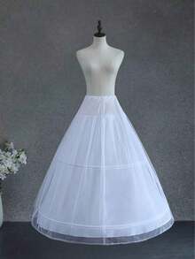 1pc Women's White 2~6-Hoops Bridal Wedding Dress Petticoat, Dress Underskirt, Flying Saucer Petticoat, 2 Steel Hoops 1 Net Princess Dress Petticoat, 4 Layers Hard Net Boneless Petticoat, 4 Steel Hoops 5 Ruffle Petticoat, 3 Steel Hoops 1 Net Trailing Petticoat, 3 Layers Crystal Tulle Mermaid Petticoat, Extra Large 6 Steel Hoops 6 Mesh Petticoat - White - View 3