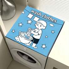 Luckybutterfly 1pc Vintage Laundry Graphic Washing Machine & Dryer Top Cover Pad, Silicone, Anti-Slip Washer Dust Cover, Kitchen Accessory, Suitable For Laundry Room, Bathroom, Home Decor And Room Decoration - Multicolor - View 8