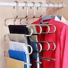 Multi-Layer S-Shaped Stainless Steel Pants Rack, Suitable For Organizing Pants, Ties, Scarves, Space-Saving Organizer. New Year's Gift, Valentine's Day Gift. - Multicolor - View 10