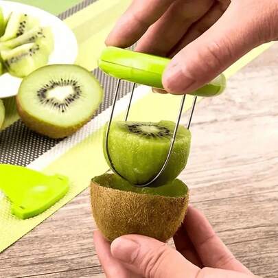 1 Easy-To-Use Kiwi Slicer - Manual ABS Peeler, Non-Electric Kitchen Gadget, Suitable For Outdoor Cooking, Food Safety, A Must For Camping And Picnics