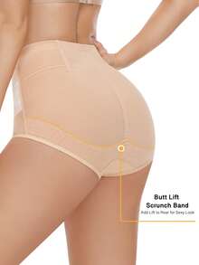 SEXYEYE Tummy Control Compression Panties To Butt Lift & Shape Buttocks,Mesh Stitching Shaping Panties, Women's Underwear & Shapewear - Apricot - View 2