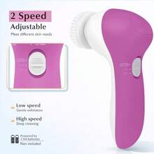 Facial Cleansing Brush Silicone Face Scrubber: 2 In1 FBS-D Electric Exfoliating Device Waterproof Deep Cleaning Exfoliation Rotating Spa Machine - Electronic Skincare Wash Spinning System - 布萊特羅斯 - 查看 7