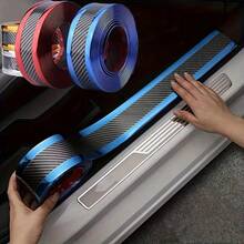 1pc Multi-Color Car Door Sill Protector Sticker, Practical Anti-Scratch Sticker, Universal Decorative Scuff Plate, Adds Unique Style To Car Pedals, Also Protects Bumper And Door Edges, Essential Car Modification Accessory - 1pc Door Threshold Protector - View 7