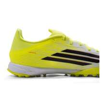 Adidas 男女款 F50 LEAGUE TF 户外足球鞋，舒适轻便，缓震低帮，适用于人造草坪 JR8978 - 亮黃螢光/黑色/亮紅 - 查看 8