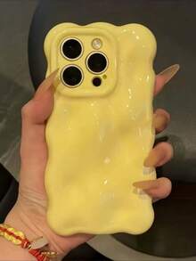 DBKB Candy Color 3D Cube Soft Phone Case Macaron Glossy Shockproof Compatible With IPhone 17ProMax 17Pro 17Air 17 16 15 13 Pro Max 11 12 14 Pro Max Cute Wave Pattern Solid Color Protective Cover - Màu vàng - Xem 4