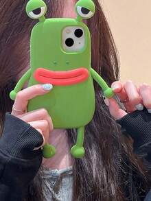 TLYJ Cute Funny 3D Big Eyes Frog Silicone Case For IPhone 17 ProMax 17Pro 17 16 15 14 13 12 11 Pro Max Lovely Protective Shockproof Soft Cover - màu xanh lá - Xem 9
