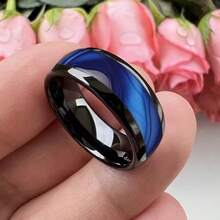 1枚8毫米黑蓝渐变戒指，时尚高端男士戒指，黑蓝纹理设计，适合男士日常佩戴、送礼及休闲场合。 - 彩色 - 查看 11