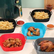 1/2片装空气炸锅硅胶烘焙垫，家用耐高温硅胶蒸笼垫，烘焙蛋糕模具，易于清洁，解决油腻问题 - 彩色 - 查看 1