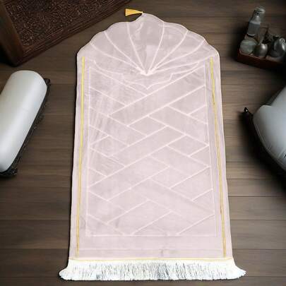 1pc 25.59*43.3 Inch Flannel Fabric Prayer Mat, Thick Fleece Material, Portable & Comfortable, Non-Slip Design, Suitable For Eid Al-Fitr, Travel, Ramadan, Prayer,Prayer Rug Mat Islamic - Thickening Sponge Rug For Men Women Eid Travel Ramadan