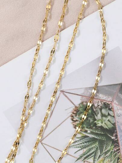 2m Fashionable Gold 304 Stainless Steel Lip Shaped Chain, Suitable For Necklaces, Chokers, Bracelets And Other Jewelry DIY Accessories, Chain Decor