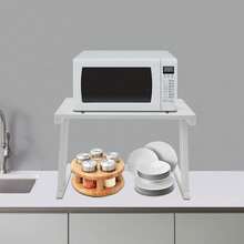 SENDERPICK 2-Tier Microwave Shelf Load 25KG Tabletop Kitchen Microwave Stand - White - View 1
