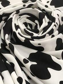1pc Cow Print Fabric, 4-Way Stretch Chiffon Cloth, Pre-Cut Fabric For Clothing, Bags, Tablecloths - Cow White - View 6