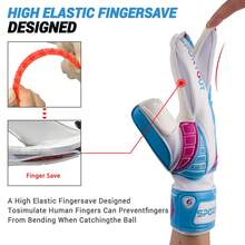 Guantes de portero de látex de 4 mm con protección de dedos, guantes de portero de fútbol transpirables, adecuados para jóvenes y adultos - Azul - Ver 4