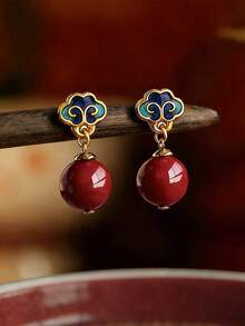 1 Đôi bông tai đá mã não Trung Quốc cổ điển, bạc 925 tráng men, kiểu dáng Bohemian, thích hợp cho nữ giới đeo hàng ngày, quà tặng Ngày Valentine/Năm mới. - Đón khách lúc hoàng hôn - Xem 4