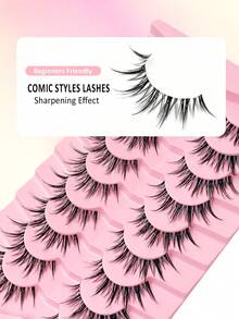 Rikuaild 9 Pairs Anime Style False Eyelashes, Cartoon Fairy Design, Natural & Lightweight, Thin & Soft, Transparent Band, Reusable, Everyday Makeup, Holiday Gift Box, Strip Lashes - Spiky Manga Lashes - View 2