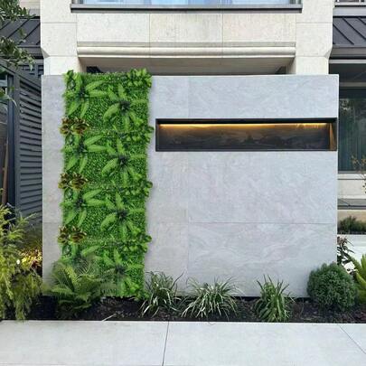 4pcs 15.7*23.6 Inch Artificial Privacy Fence Screen Artificial Green Plant Wall Panel With Grass Flower Boxwood Hedge Wall Outdoor Fake Flower Grass Fence Panels Wall Decor For Outdoor Indoor