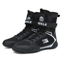 男士摔跤鞋，轻便的Sdtdid拳击鞋，采用超细纤维绒面革制成，适用于健身房、力量举重、健美、训练等。 - 黑色 - 查看 14