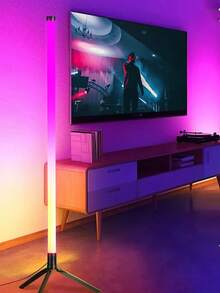 RGB LED Floor Lamp With Dynamic Lighting Mode, Neon Lamp Synchronizes With Living Room, Bedroom, Party Music Via Remote Control, USB Powered Smart Floor Lamp With RGB Color Changing, Plastic Lampshade DIY Shape, Suitable For Stage/KTV/Bedroom/Study/Living Room/Closet/Display Cabinet/Showroom/Store/Gallery/Corridor/Dining Room/Clothing Store/Bar - Floor-standing Atmosphere Lamp DIY RGB Dimmable - View 2