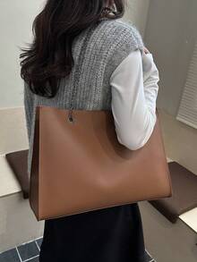 时尚大容量手提包，个性简约单肩包，链条腋下包 - 彩色 - 查看 9