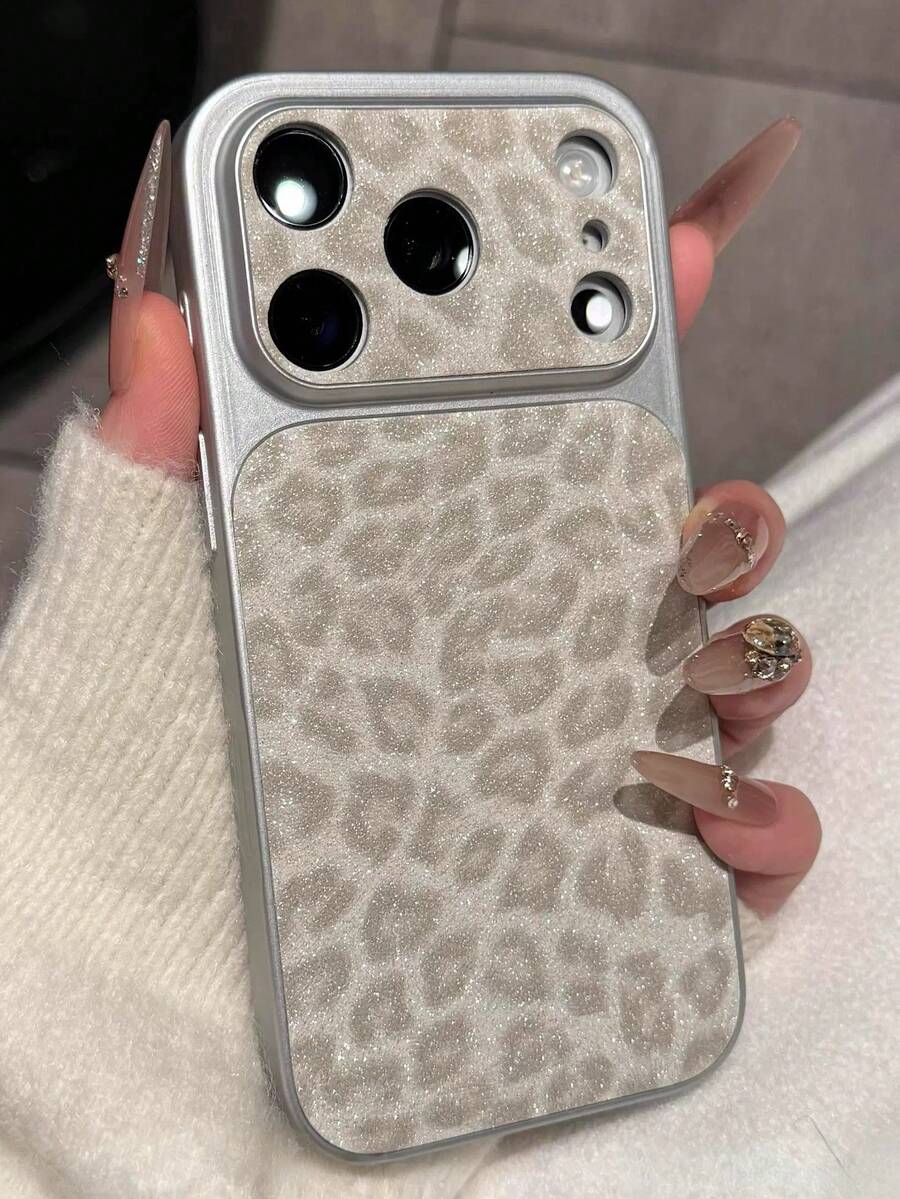 猎豹纹时尚手机壳，兼容 17、17 Pro、15、16 Pro Max、13、14、15 Pro、17 Air、Pro Max，提供全面保护 - 灰色 - 查看 1