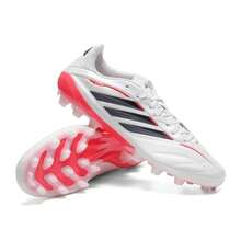 Adidas Men/Women's COPA PURE IV LEAGUE 2G/3G AG Football/Soccer Shoes, Lightweight & Comfortable Casual Sports Shoes JQ0489 - White Metallic / No. 1 Black / Bright Red - View 3