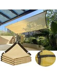 1 pieza Toldo de jardín color beige, 85% de malla, diseño de ojales, hecho de material transpirable de polietileno de alta densidad (HDPE), proporciona protección de privacidad, se puede usar como toldo/pantalla de privacidad - Beis - Ver 14