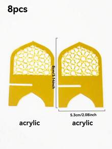 Bộ 4/8 giá trưng bày acrylic, họa tiết hình học nhỏ gọn, bộ trưng bày chà là và kẹo, giá trưng bày mỏng cho chà là, kẹo và trang trí văn phòng theo phong cách Hồi giáo, vật trang trí sáng tạo cho các buổi họp mặt gia đình và bàn ăn, bát đựng kẹo đa chức năng phù hợp cho phòng khách, nhà bếp, bàn ăn và các dịp lễ (không tiếp xúc trực tiếp với thực phẩm) - Vàng - Xem 10